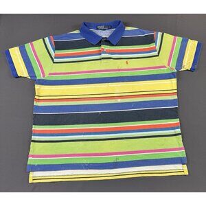 Rare Vintage 90s Polo Ralph Lauren Multicolor Polo Shirt 2XL Hype Streetwear
